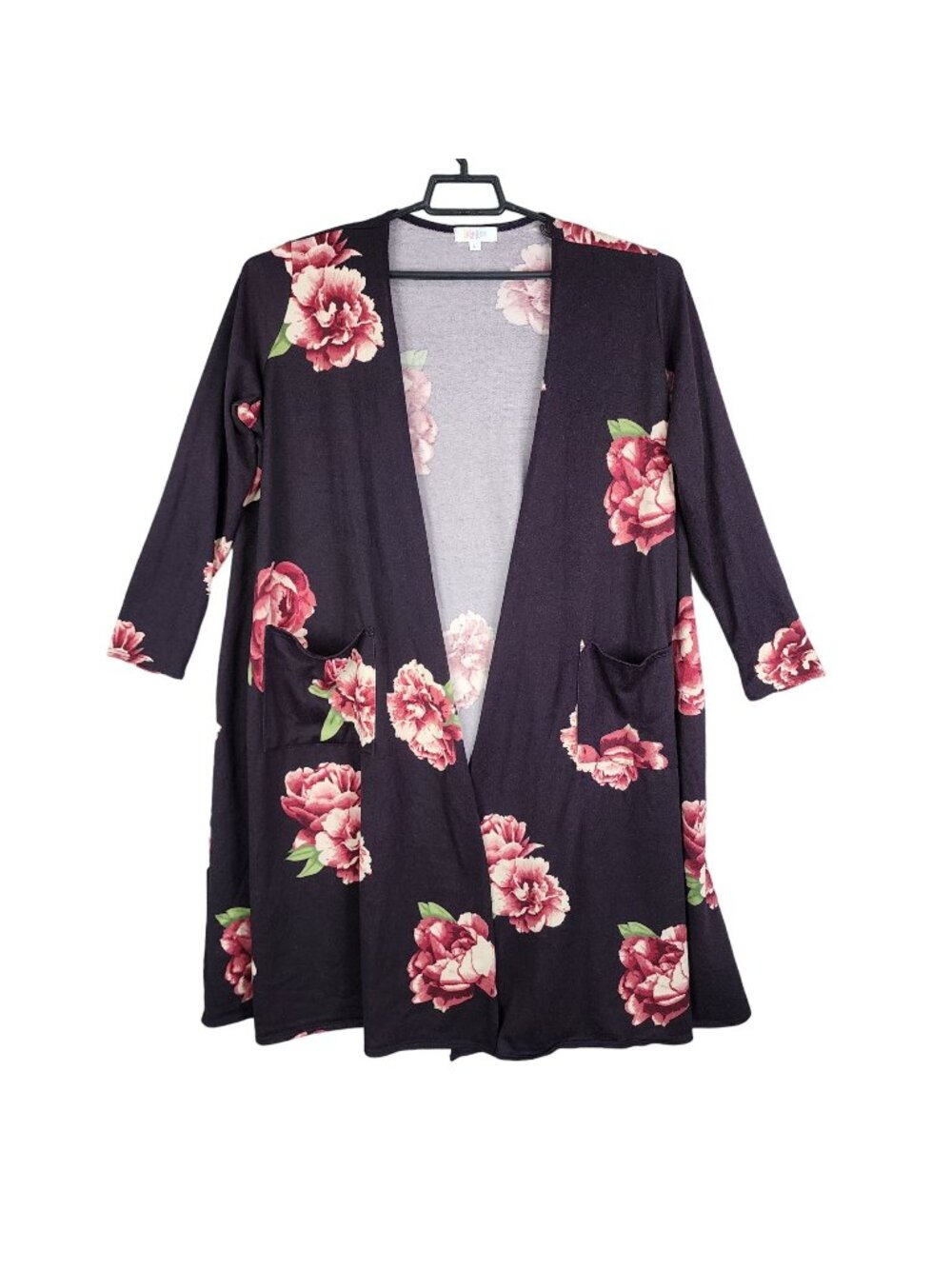 Women's LuLaRoe Floral Open Front Cardigan With Pockets Size L